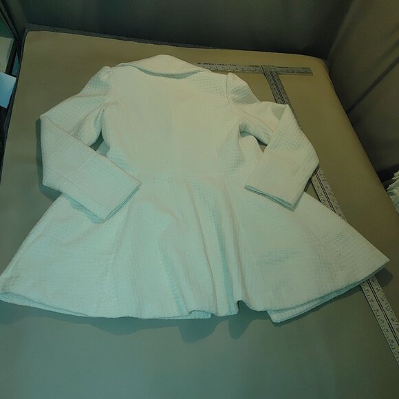 Worthington Peacoat Coat L Large Doube Breasted ivory Cream Slimmer Tweed - Picture 5 of 11